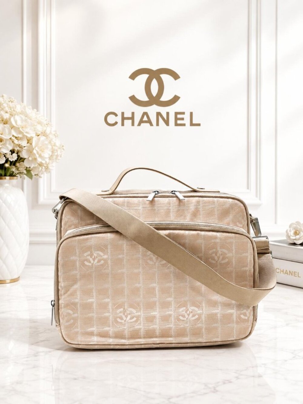 Authentic CHANEL New Travel Line Messenger Crossbody Bag